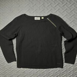 Triumph Motorcycles Waffle Shirt Women's M Black Asymmetrical Zipper Modern Goth